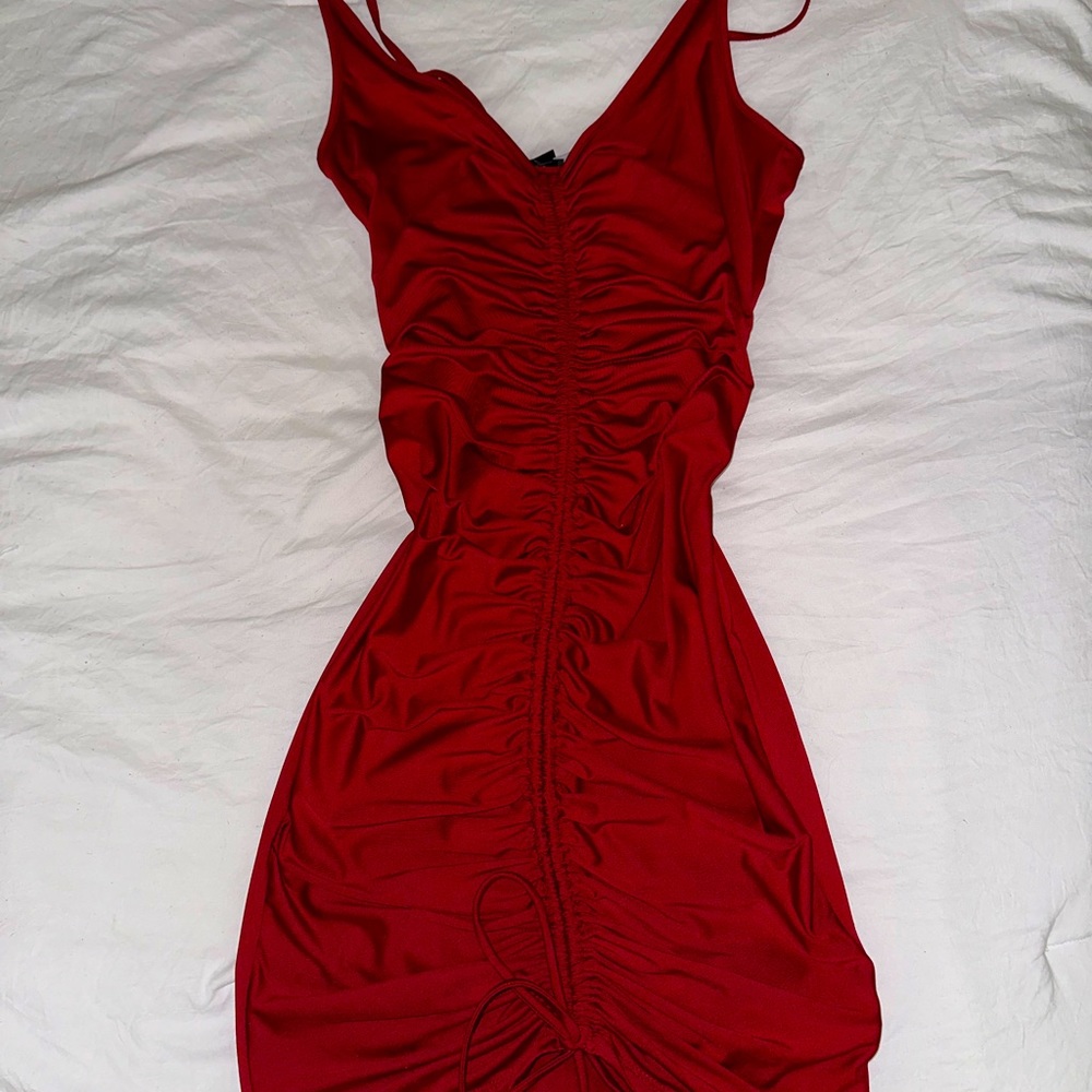 Ruched Burgundy Dress